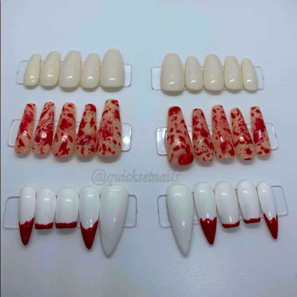 Halloween press-on nails. Hand painted gel polish. Reusable. 10 nails per set.